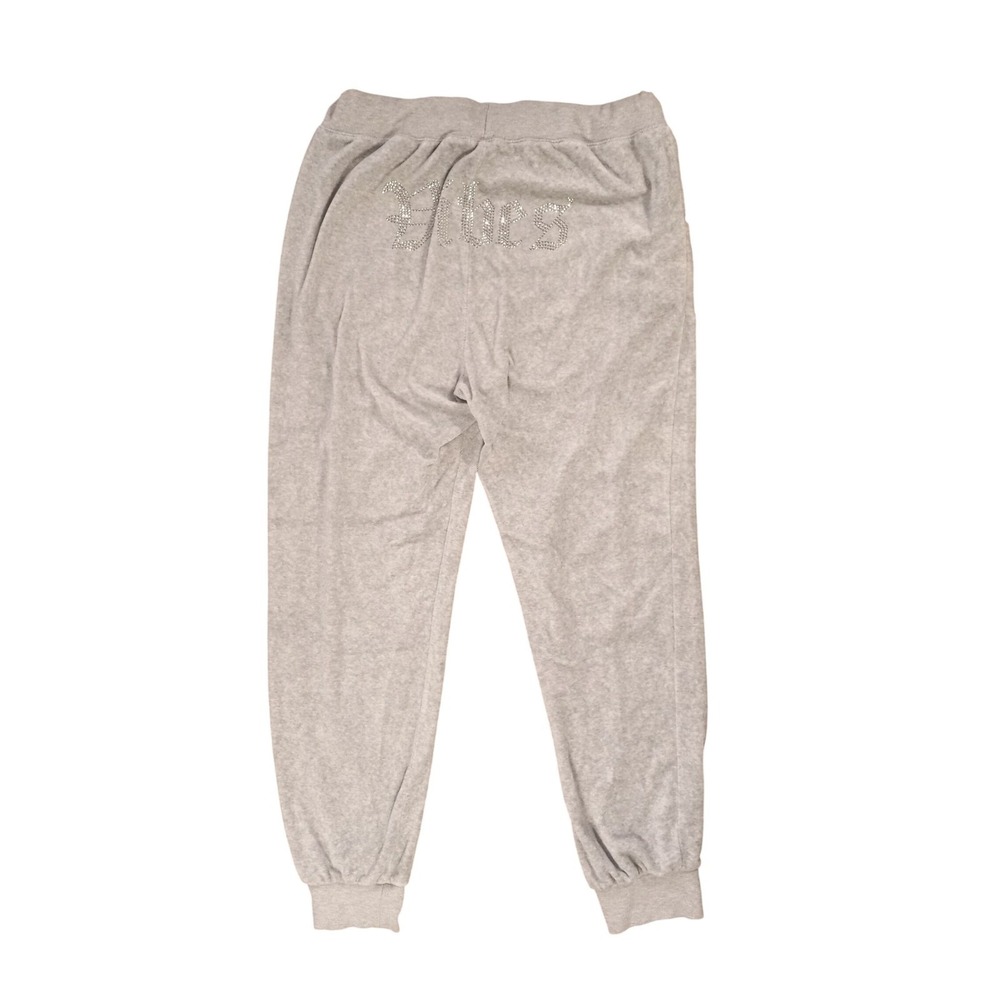 Fashion Nova Gray Velour Rhinestone Vibes Joggers XL 7041VIBES Heather Grey‎ Sw